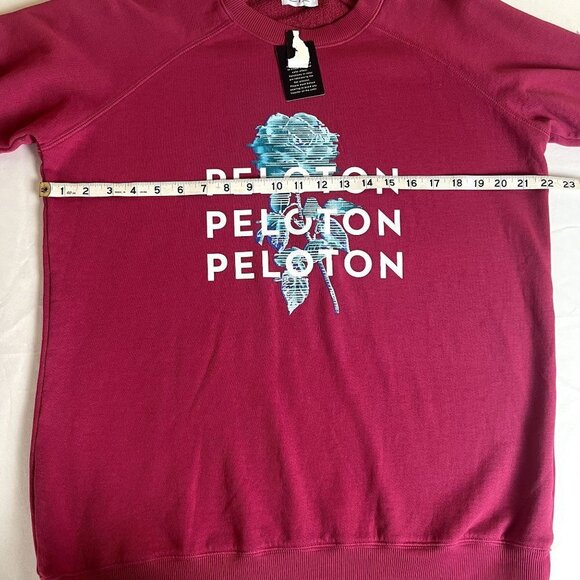 Peloton NWT Woman Small Burgundy Rose Logo Print Oversized Crewneck Pullover - Picture 3 of 7